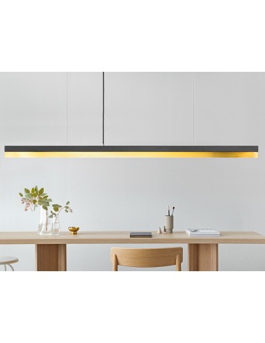 Langbordspendel i beton og messing 182 cm 25W LED - Mørk beton/Messing
