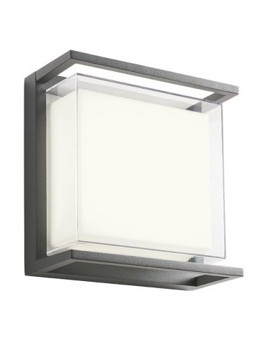 SCRIGNO Væglampe i aluminium og polycarbonat 22 x 22 cm 1 x 17W SMD LED - Mat mørkegrå