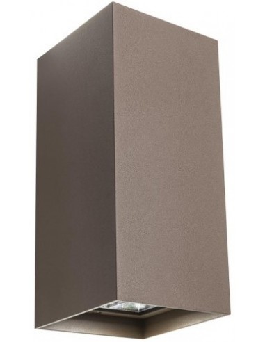 HUB Up-Down Væglampe i aluminium og glas H22 cm 1 x 20W CREE LED - Mat mørkebrun