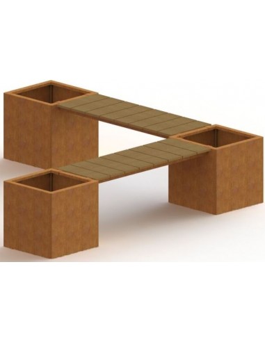 Miami Havebænk uden bund 221,2 x 221,2 cm i corten stål og douglas træ