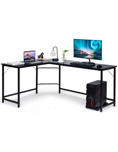 Hjørneskrivebord i metal og møbelplade 168 x 125 cm - Sort