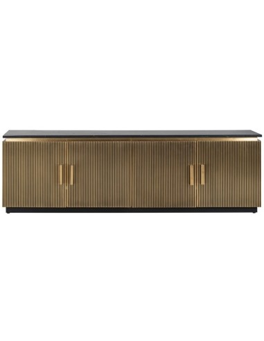 Ironville tvbord i messing og marmor B200 cm - Børstet messing/Sort marmor