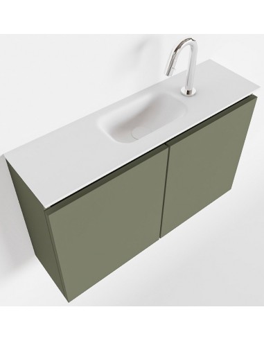 TURE Komplet badmiljø centreret håndvask B80 cm MDF - Armygrøn/Talkum