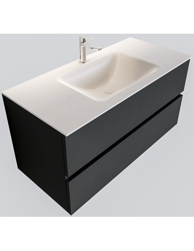 Vica Komplet badmiljø centreret håndvask B100 cm MDF - Mørkegrå/Talkum