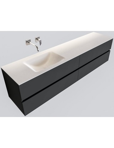 Vica Komplet badmiljø venstrevendt håndvask B200 cm MDF - Mørkegrå/Talkum