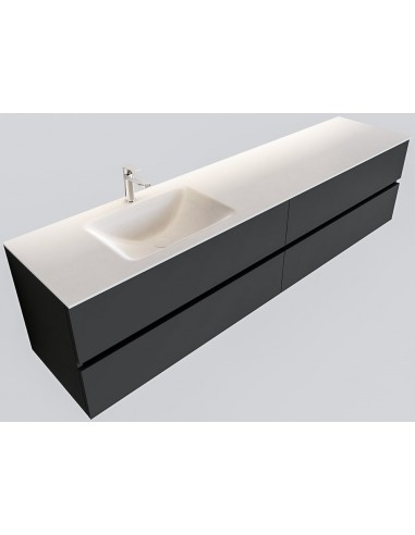 Vica Komplet badmiljø venstrevendt håndvask B200 cm MDF - Mørkegrå/Talkum