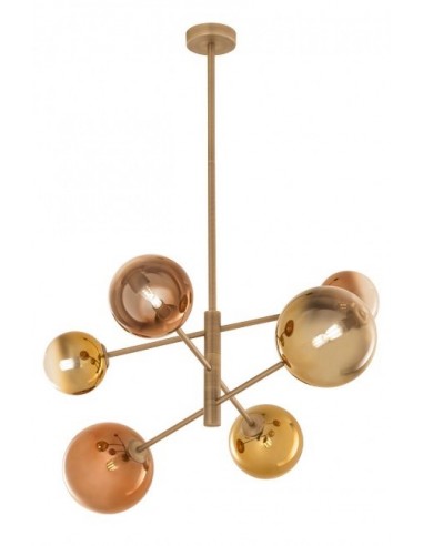 ROY Loftlampe i metal og glas 75 x 61,5 cm 6 x G9 - Antik messing/Gylden