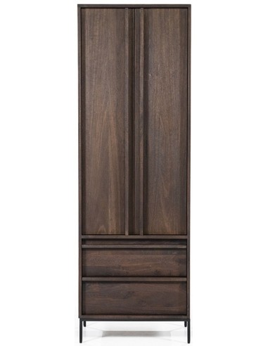 Jimmy vitrineskab i metal og mangotræ H180 x B60 cm - Sort/Brun