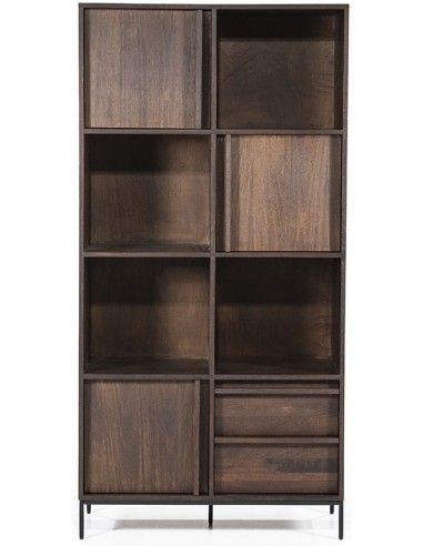 Jimmy reolsystem i metal og mangotræ H180 x B90 cm - Sort/Brun