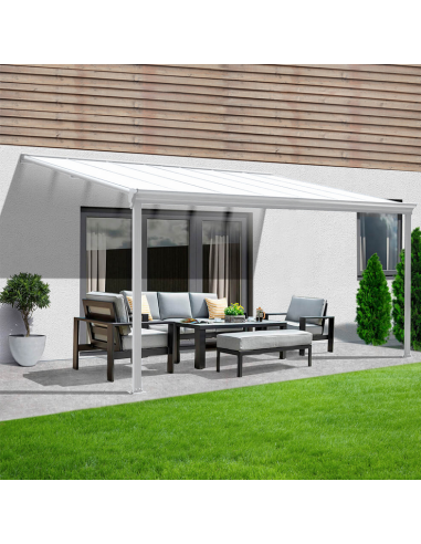 SOLIS Terrasseoverdækning i aluminium og polycarbonat 312 x 303 cm - Hvid