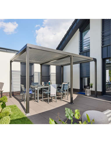 CANNES Deluxe Pavillon med vipbart lameltag i aluminium 400 x 304 cm - Antracit