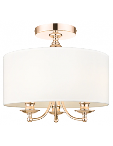 Abu Dhabi Loftlampe i metal og tekstil Ø40 cm 3 x E14 - Guld/Hvid