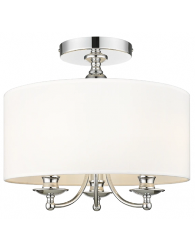 Abu Dhabi Loftlampe i metal og tekstil Ø40 cm 3 x E14 - Krom/Hvid