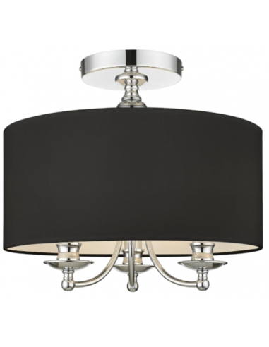 Abu Dhabi Loftlampe i metal og tekstil Ø40 cm 3 x E14 - Krom/Sort