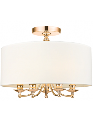 Abu Dhabi Loftlampe i metal og tekstil Ø50 cm 5 x E14 - Guld/Hvid