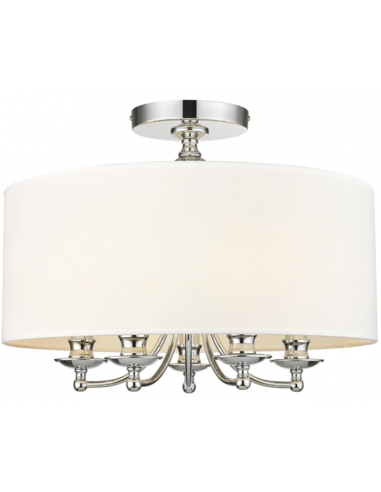 Abu Dhabi Loftlampe i metal og tekstil Ø50 cm 5 x E14 - Krom/Hvid