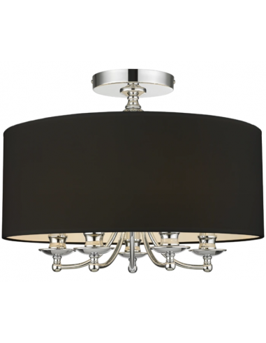 Abu Dhabi Loftlampe i metal og tekstil Ø50 cm 5 x E14 - Krom/Sort