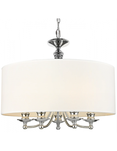 Abu Dhabi Loftlampe i metal og tekstil Ø50 cm 5 x E14 - Krom/Hvid