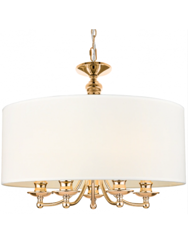 Abu Dhabi Loftlampe i metal og tekstil Ø50 cm 5 x E14 - Guld/Hvid