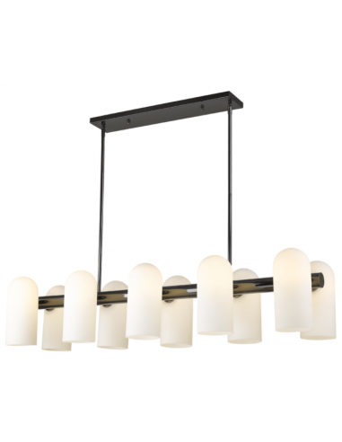 Seoul Langbordspendel i metal og glas B122 cm 10 x E27 - Sort/Opalhvid