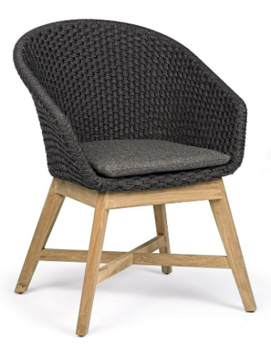 2 x Coachella Havestole i teaktræ og olefin H85 cm - Teak/Charcoal