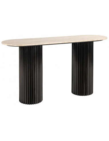 Hampton konsolbord i MDF og travertin 150 x 46 cm - Sort/Travertin