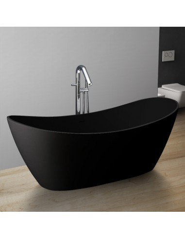 Fritstående badekar i solid stone 185 x 78,5 cm - Mat sort
