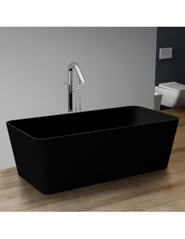 Fritstående badekar i solid stone 170 x 80 cm - Mat sort