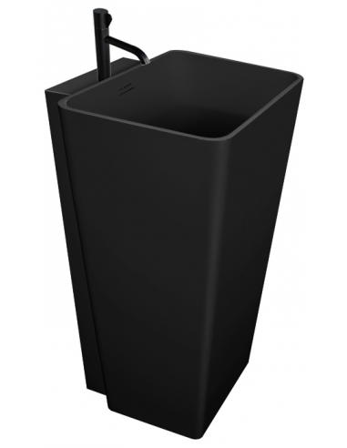 Gulvmonteret håndvask m/hanehul i solid stone H90 x B50 cm - Mat sort