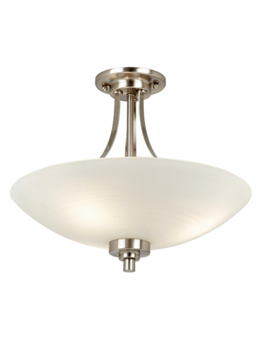 Welles Semi-Flush Plafond i metal og glas Ø41 cm 3 x E27 - Satineret krom/Hvid