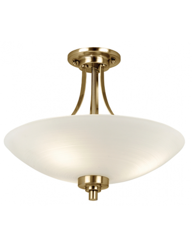 Welles Semi-Flush Plafond i metal og glas Ø41 cm 3 x E27 - Antik messing/Hvid