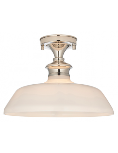 Barford Semi-Flush Plafond i metal og glas Ø32 cm 1 x E27 - Nikkel/Opalhvid