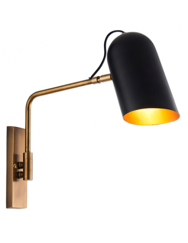 Navren Væglampe i metal H35 cm 1 x E27 - Antik messing/Mat sort