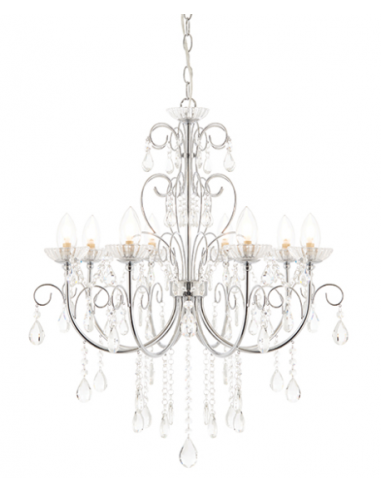 Tabitha Badeværelslampe i metal og glas Ø60 cm 8 x G9 - Poleret krom/Klar