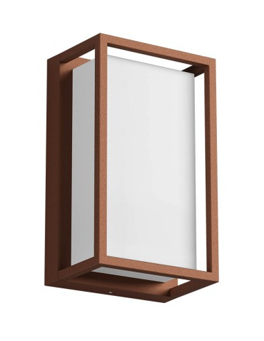 QUADRIS Væglampe i aluminium og polycarbonat H24 cm 1 x 12W SMD LED - Mat corten