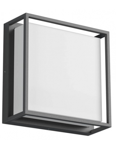 QUADRIS Væglampe i aluminium og polycarbonat H25 cm 1 x 20W SMD LED - Mat mørkegrå