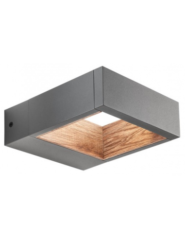 WALD Væglampe i aluminium B18,1 cm 1 x 10W COB LED - Mat mørkegrå/Brun træ
