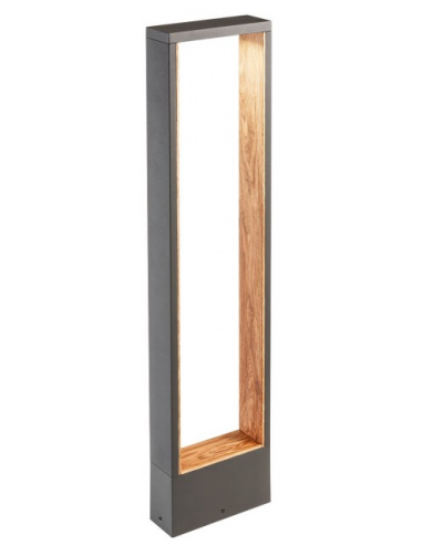 WALD Bedlampe i aluminium H65 cm 1 x 10W COB LED - Mat mørkegrå/Brun træ