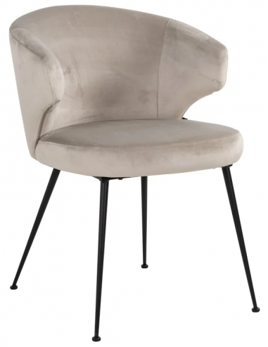 Xandra spisebordsstol i metal og velour H81 cm - Sort/Khaki