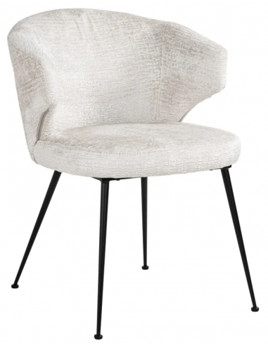 Xandra spisebordsstol i metal og chenille H81 cm - Sort/Creme