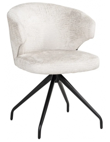 Milly rotérbar spisebordsstol i metal og chenille H82 cm - Sort/Creme