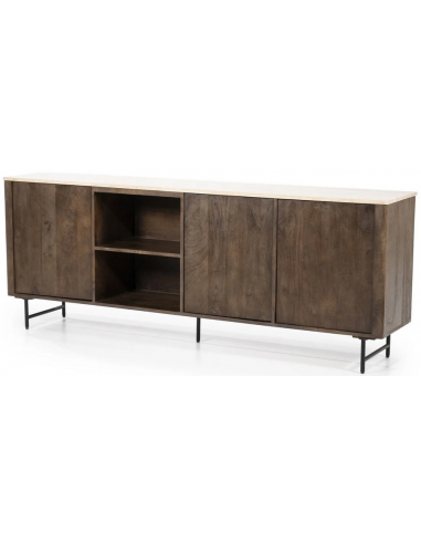 Lio Sideboard i mangotræ og travertin B200 cm - Rustik brun/Travertin