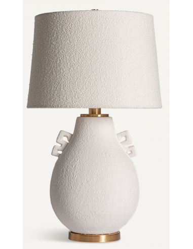 Bordlampe i keramik og polyester H81 cm - Antik messing/Cremehvid