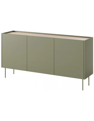 DESIN Sideboard med 6 hylderum i MDF og metal B170 cm - Olivengrøn/Eg