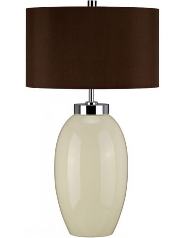 Victor S Bordlampe i keramik og faux silke H58 cm 1 x E27 - Creme/Brun