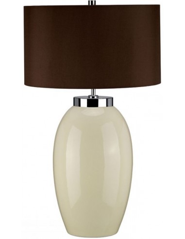 Victor L Bordlampe i keramik og faux silke H70 cm 1 x E27 - Creme/Brun