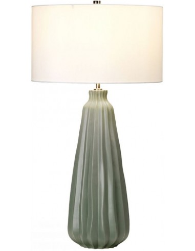 Kew Bordlampe i keramik og faux silke H79,5 cm 1 x E27 - Sage grøn/Hvid