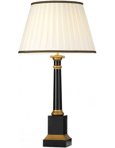 Peronne Bordlampe i træ og bomuld H55 cm 1 x E27 - Sort/Guld/Elfenbenshvid