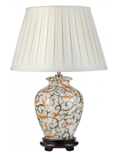 Soling Bordlampe i keramik og bomuld H50 cm 1 x E27 - Grøn/Orange/Elfenbenshvid