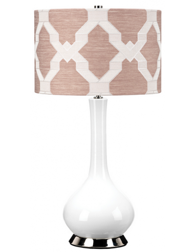 Milo Bordlampe i keramik og polyester H69 cm 1 x E27 - Poleret nikkel/Hvid/Pink